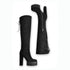 Elegante Damen Overknee Stiefel mit Plateau, Mandelspitze & Reißverschluss
